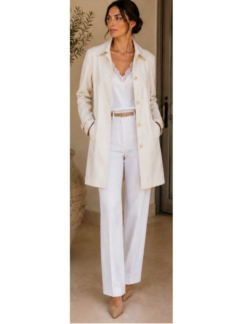 Loro Piana Trench Coat Size M Cream True Italian Luxury